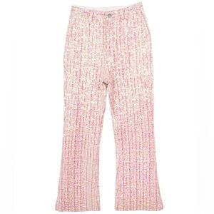 Stella 88 Pink Tweed Sequin Flare Pants Sz M